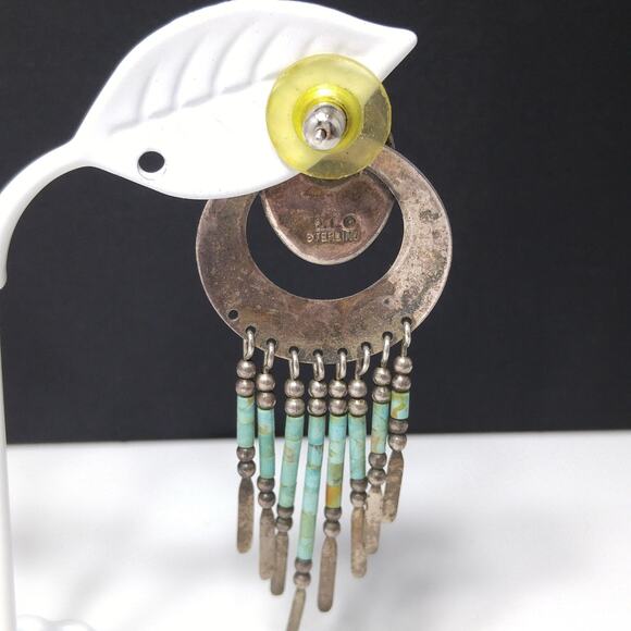 Vintage Q.T. Sterling Silver Earrings, Dangling Beads, 1980s Vintage Jewelry - Picture 9 of 10